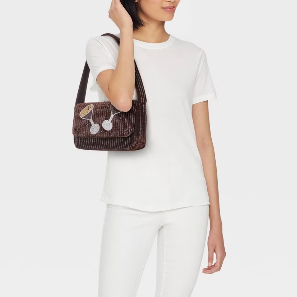 A New Day Espresso Martini brown velvet bag - Picture 3 of 12